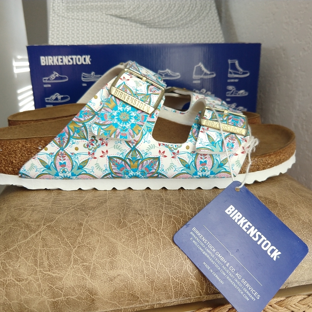 Arizona Boho White Flowers Sandal, 40 narrow